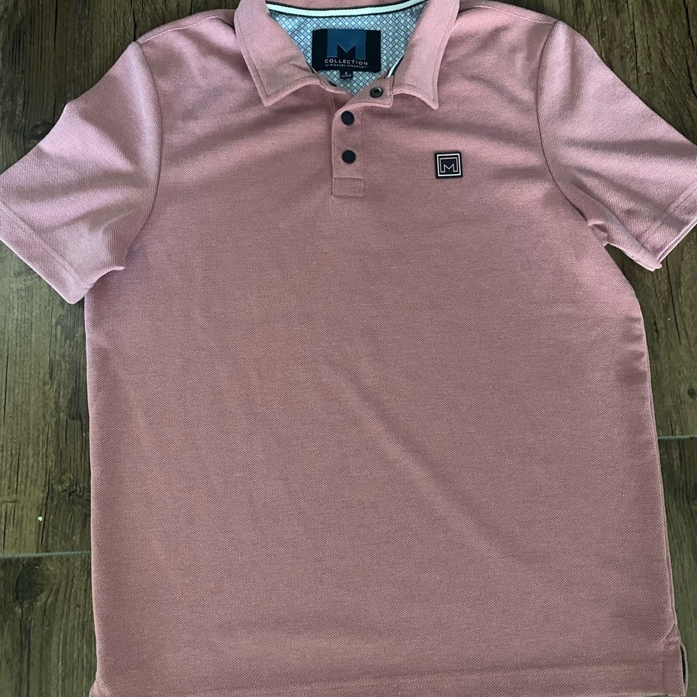 Men's Pink Polo Shirt Michael Strahan Small